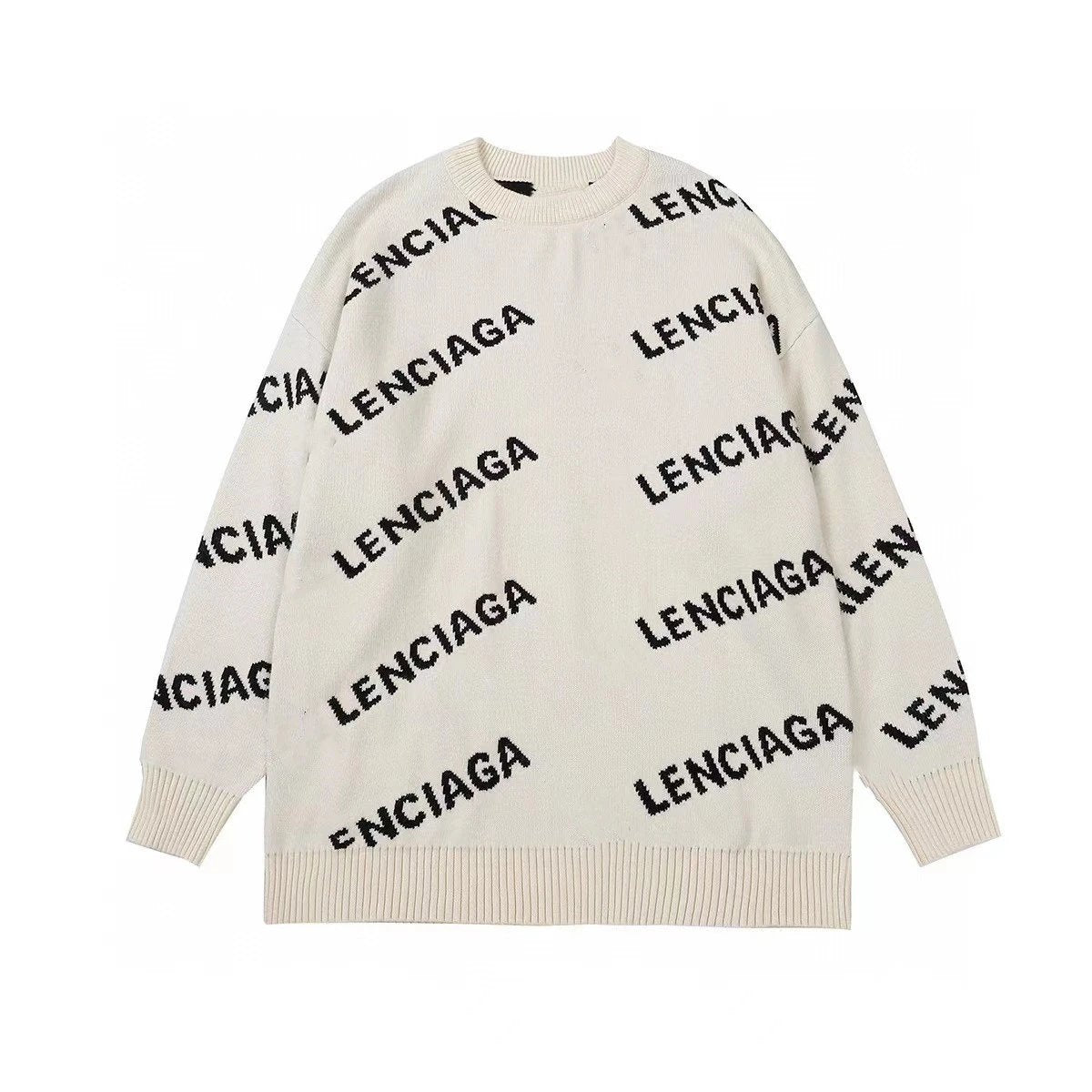 Balenciaga Clothing Thickened Double-Layer Letter Jacquard Casual Loose All-Match Men's and Women's Same Knitted Sweater