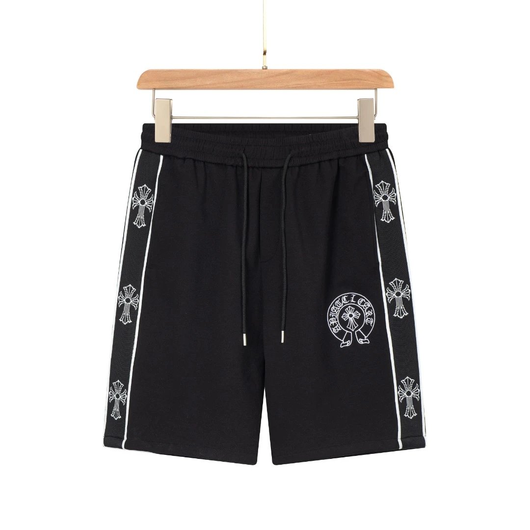 Chrome Hearts Shorts Front Sanskrit Text with Side Pattern Woven Ribbon Embroidery logo Five-point Shorts25ss New Drawstring Casual Pants for Men and Women, Summer Style5Two-in-One Casual Sweatpants Pure Cotton Joggers
