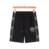 Chrome Hearts Shorts Front Sanskrit Text with Side Pattern Woven Ribbon Embroidery logo Five-point Shorts25ss New Drawstring Casual Pants for Men and Women, Summer Style5Two-in-One Casual Sweatpants Pure Cotton Joggers