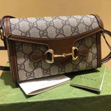 Gucci Women's Bag Top version 【Original Leather】2022New Product Horsebit1955Horsebit Buckle Mini Handbag Mobile Phone Bag Box Bag Small Bag minibag Crossbody Small Bag Shoulder Bag699296