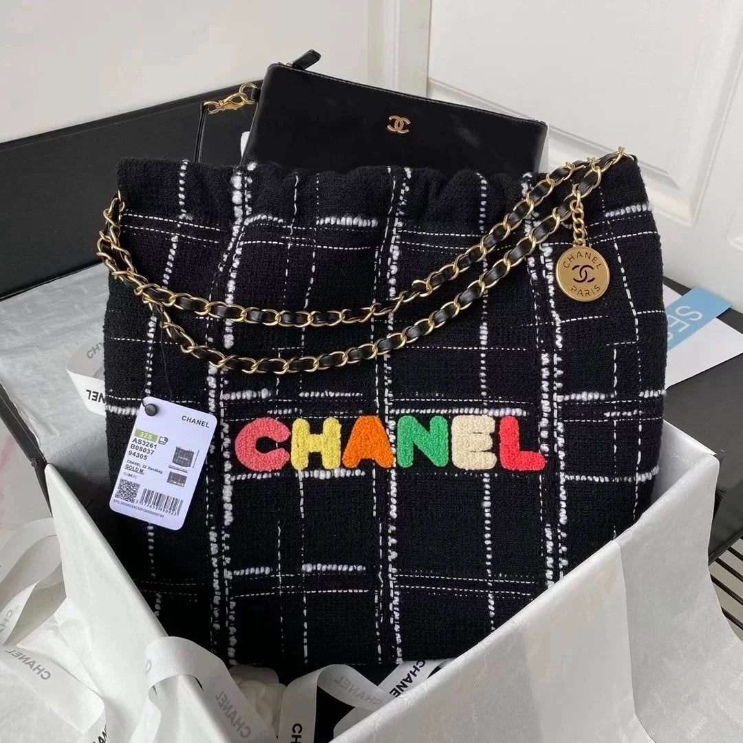 Chanel Women's Bag Top version 【Original Leather】Woolen Bag Women's Bag Genuine Leather Bag22K Spring and Summer Hot22bag Woolen Shopping Bag Tote Bag22bag Garbage Bag AS3261