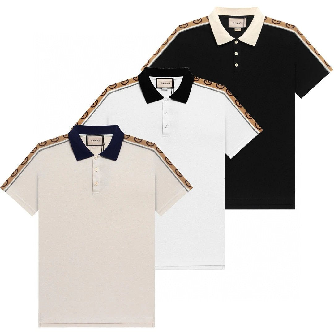 Gucci T-shirt Double Shoulder Brand logoPOLO Shirt Lapel Short Sleeve25ss New Unisex Summer Short Sleeve OS Loose T Business Half Sleeve Shirt Plus Size T-Shirt
