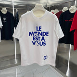 Louis Vuitton LV T-shirt Flocked Chest logo round Neck Short Sleeve25ss New Pure Cotton Unisex Style T T-shirt OS Loose Fit Base Shirt Top Half Sleeve T-Shirt