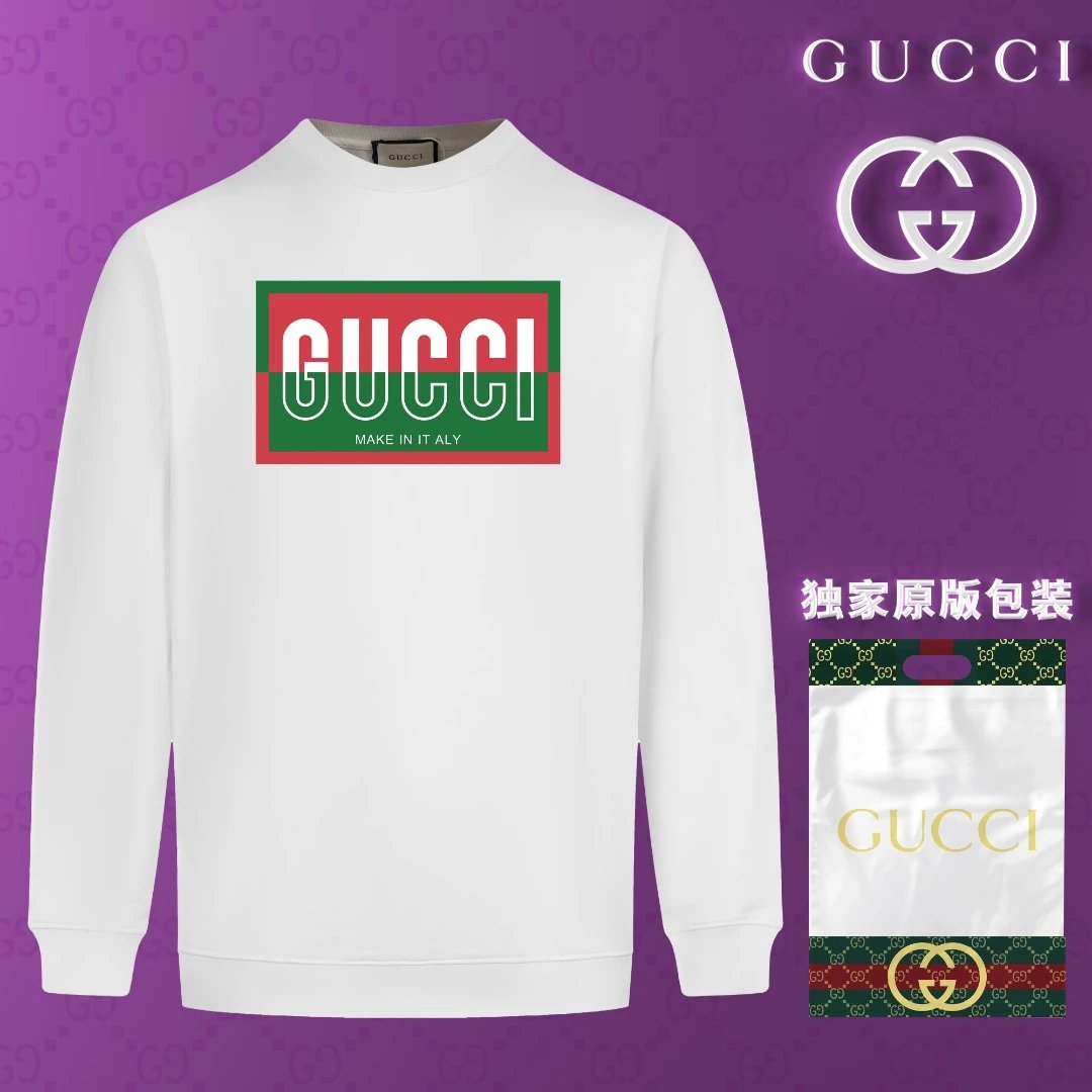 Gucci Hoodie Black and green squares on chest logo Round Neck Sweatshirt Jacket Pullover Long Sleeve OS Loose Fit Base Shirt Top Unisex Sports Casual
