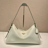 PRADA Bag Top version Latest Aimee Underarm Bag Imported Calfskin Enamel Metal Triangle Logo Zipper Open and Close Leather hobo Bag Handbag Shoulder Bag Large1BC228