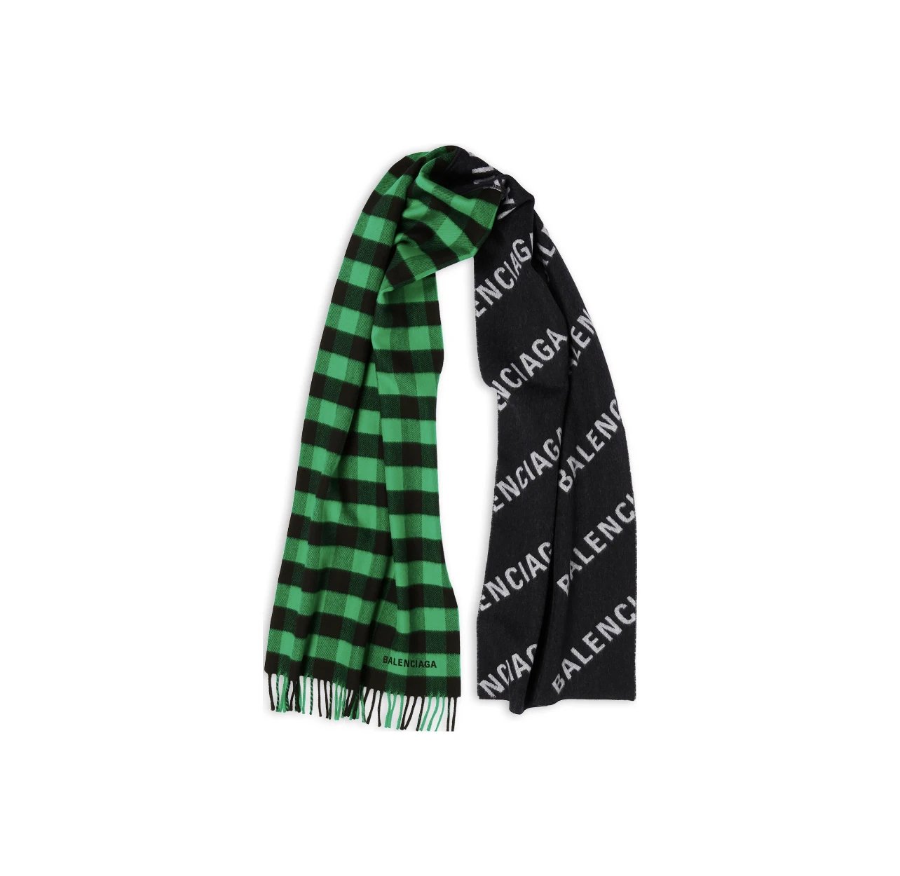 Balenciaga Scarf Black and Green Stitching Wool Scarf Scarf697735