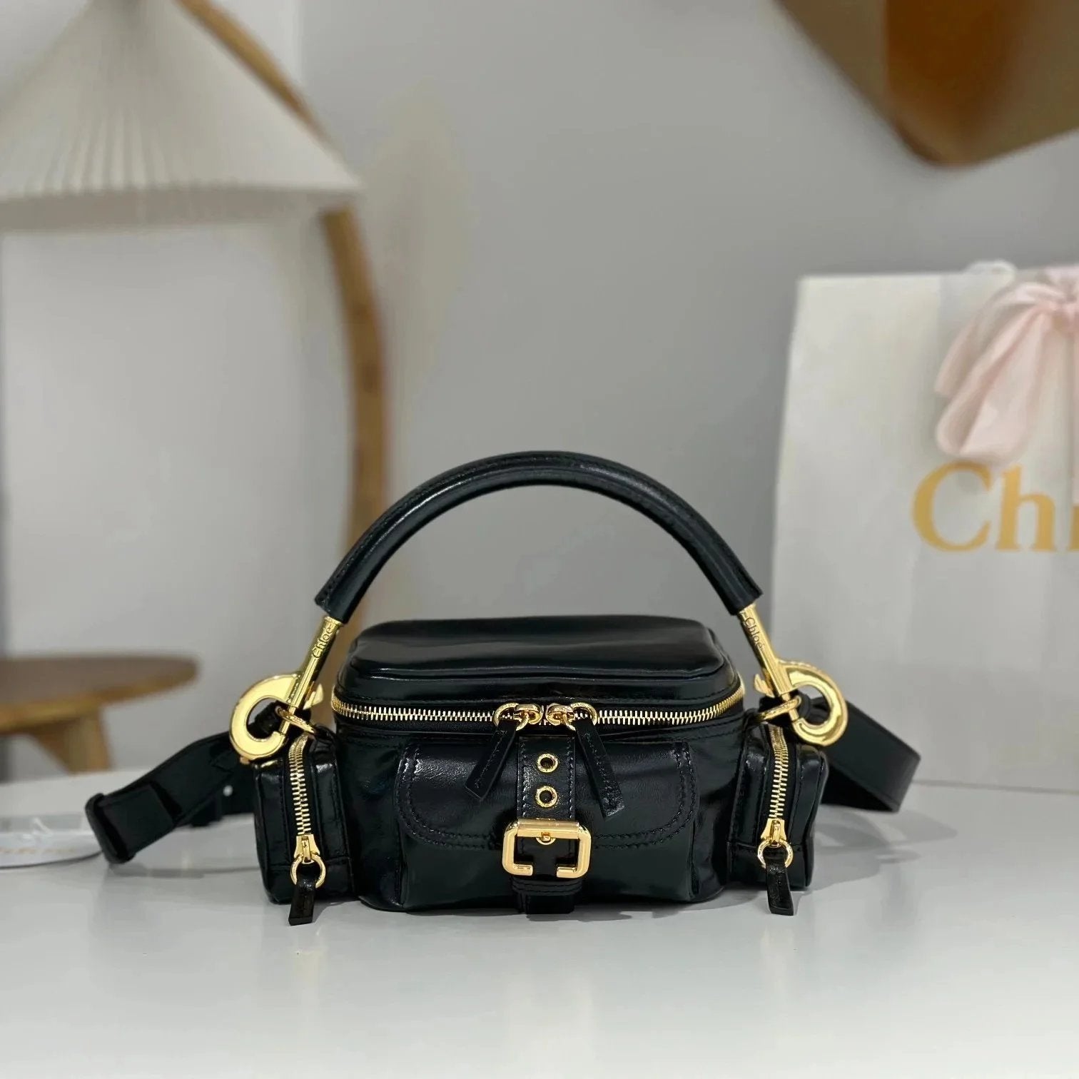 Chloe Bag Top version 【Original Leather Premium Version】2024Autumn and Winter New CameraBag Multi-Pocket Camera Bag Motorcycle Bag Portable Shoulder Messenger Bag Women's Bag W0653