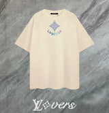 Louis Vuitton LV T-shirt Colorful Embroidery on the Chest logo round Neck Short Sleeve25ss New Pure Cotton Unisex Style T T-shirt OS Loose Fit Base Shirt Top Half Sleeve T-Shirt