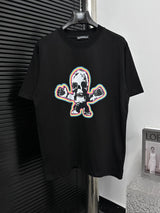 Chrome Hearts T-shirt Front and Back Sanskrit Skull Colorful Print logo round Neck Short Sleeve25ss New Pure Cotton Unisex Style T T-shirt OS Loose Fit Base Shirt Half Sleeve T-Shirt Top Half Sleeve