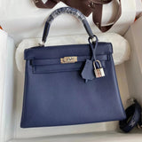 Hermes women's bag Top version Women's Bag Women's Bag Handbag Shoulder Bag Messenger Bag Kelly25cm28cmKellytogo Cowhide Wax Line Hand Sewing