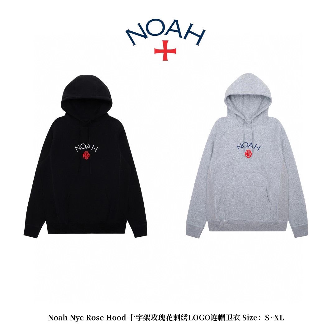 NOAH Hoodie Top Version American Street Fashion Brand Classic Cross Printed Hooded Fleece-lined Autumn and Winter High Street Sweater Men and Women