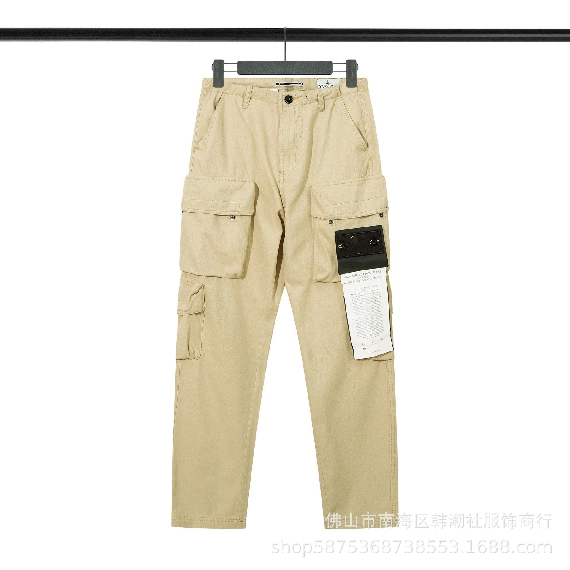 Stone Island Overalls Daifa Spring and Autumn New European and American Four Bags Rinsing Machine Can Side Seam Label Casual Pants Loose Solid Color Overalls