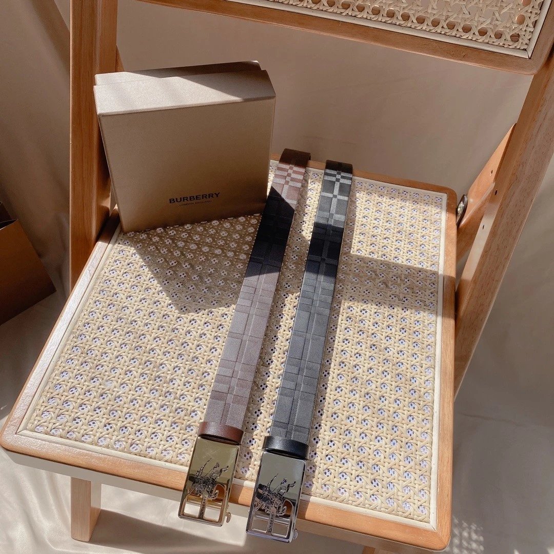 Burberry Belt Top version 【Original Custom】Original New Men's Leather Belt Width3.5cm Double-Sided Imported First Layer Calfskin Full Grain Leather Genuine Goods Quality Original Automatic Buckle Counter Full Set Gift Box Packaging B Home Belt