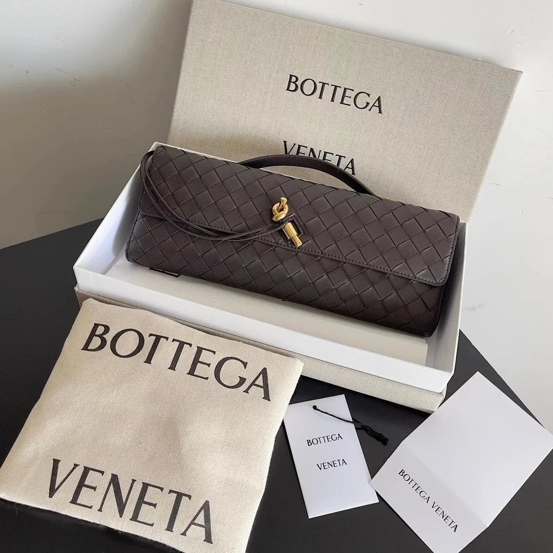 Bottega Veneta Women's Bag Top version 【Original Version/Andiamo Dinner Bag Long Clutch Mobile Phone Bag Wallet Bag Women's Bag/New Woven Bag Small Handbags Woven Clutch Women's Dinner Bag