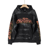 Balenciaga Hoodie Flame Hand-Painted Distressed Washed Vintage OS Loose Fit Drop Shoulder Hoodie Sweatshirt Jacket Unisex Sports Casual Loose Versatile