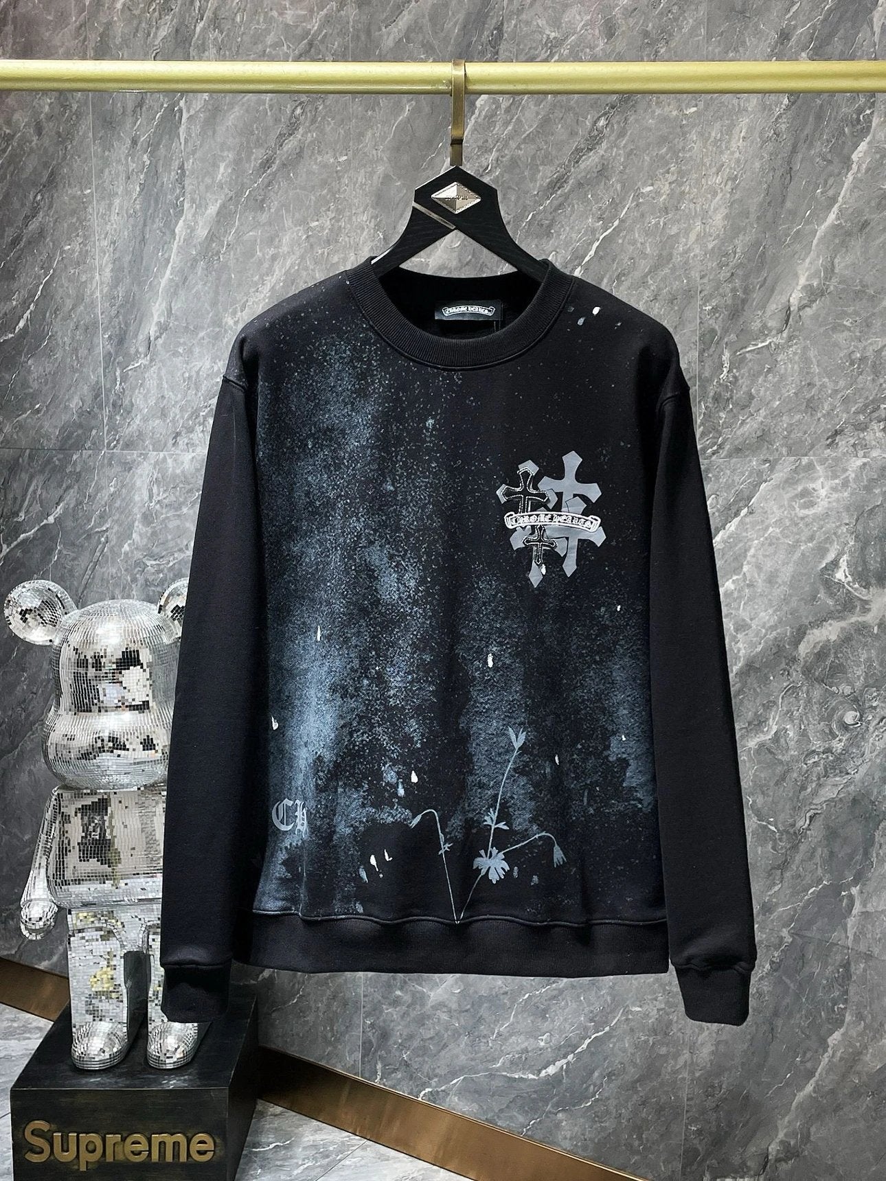 Chrome Hearts Hoodie Top Version Counter Same Style Loose Pullover Top Men's Cotton Sports Casual Fashion Brand Women's round Neck Sweater