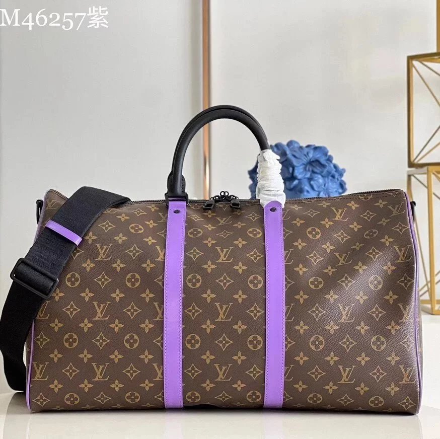 Louis Vuitton LV Travel Bag Top version Surrogate Shopping Edition M46259Green M46257Purple Keepall Travel Bag50cm Travel Bag Luggage Bag Business Travel Bag Handbag Large Capacity Bag Men's and Women's Bags Crossbody Travel Bag