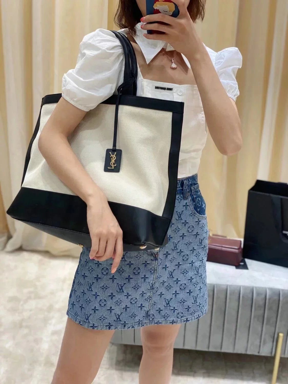 YSL Women's Bag Top version 【Original Leather Surrogate Shopping Edition】2022New Canvas Tote Bag SHOPPINGToteBag Shopping Bag Custom Linen Large Capacity Travel Bag Men's and Women's Bags Handbag Backpack New Tote Bag tote Bag