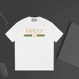 Gucci T-shirt Classic Chest Tape Letter Print logo round Neck Short Sleeve25ss New pure cotton T Unisex T-Shirt OS Loose Fit Base Shirt Top Half Sleeve T-Shirt