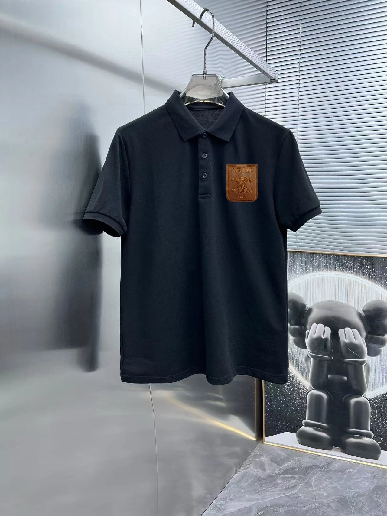 Celine T-shirt Pocket letters logo Veneer POLO Short Sleeve Turn-down Collar Shirt Unisex Summer Loose Fit T Business Commuter Short Sleeve Shirt Plus Size T-Shirt