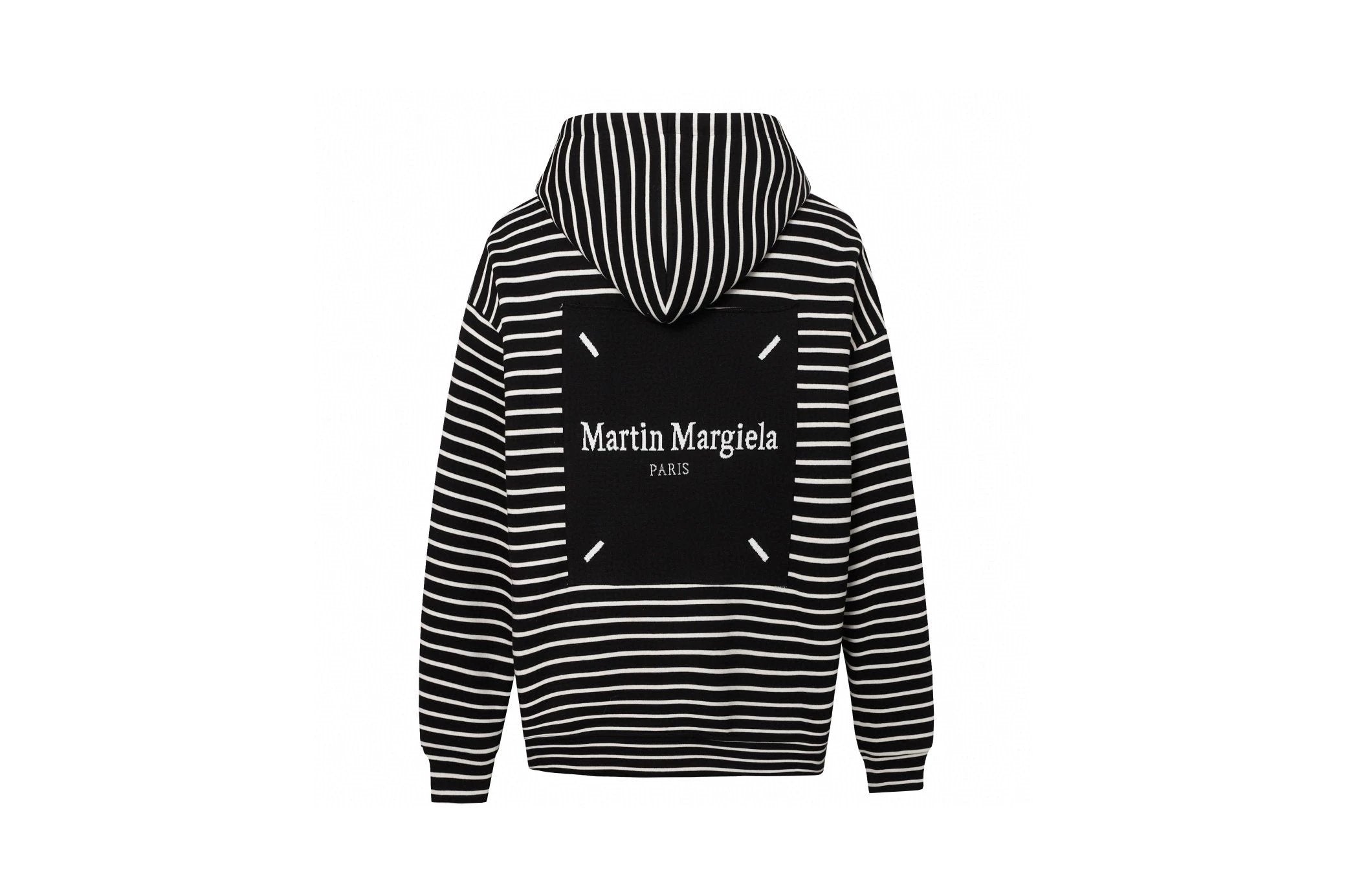 Maison Margiela Jackets Top Version Embroidered Back Logo Jacquard Stripe Cardigan Zipper Sweater Hooded Coat