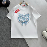 Kenzo T-shirt Top Version Tiger Head Embroidery Counter Same Style Pure Cotton Summer Men and Women Same Style Fashion Loose All-Matching2024New Short Sleeve T T-shirt