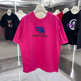 Balenciaga T-shirt 3D Silicone Woolen Hat Logo Logo Crew Neck Short Sleeve25ss New Pure Cotton Unisex Style T T-shirt OS Loose Fit Base Shirt Top Half Sleeve T-Shirt