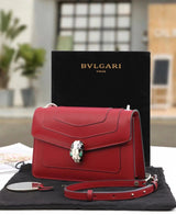 BVLGARI Bag Top version SerpentiForever Classic Red Daisy Yellow Cowhide Bag Decorated with a Snake's Head File Holder Chain Bag Portable Shoulder Messenger Bag Women's Bag