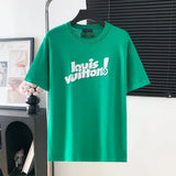 Louis Vuitton LV T-shirt Knitted Front logo round Neck Short Sleeve25ss New pure cotton T Unisex T-Shirt OS Drop Shoulder Loose Fit Base Shirt Top T-Shirt Short Sleeve