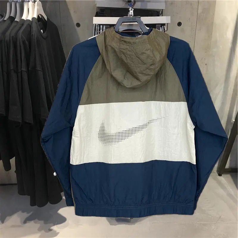 Nike Jackets New Sports Shell Jacket Hooded Color Matching Casual Windproof Woven Jacket Coat for Men and Women DX6311