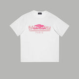 Balenciaga T-shirt Spring and Summer2025SS Limited Edition Overlapping Pink Letters logo Printed Crew Neck Short Sleeve Pure Cotton Unisex T Shirt Bottoming Shirt OS Loose design b Home T-shirt