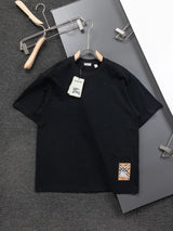 Burberry T-shirt Embroidered Patch at Hem logo round Neck Short Sleeve25ss New Pure Cotton Unisex Style T T-shirt OS Loose Fit Base Shirt Top Half Sleeve T-Shirt