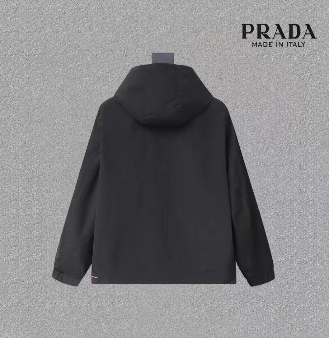 PRADA Jackets Predecessor Triangle Mark logo Short Jacket with Towel Embroidery American Style Letters Unisex Streetwear Jacket