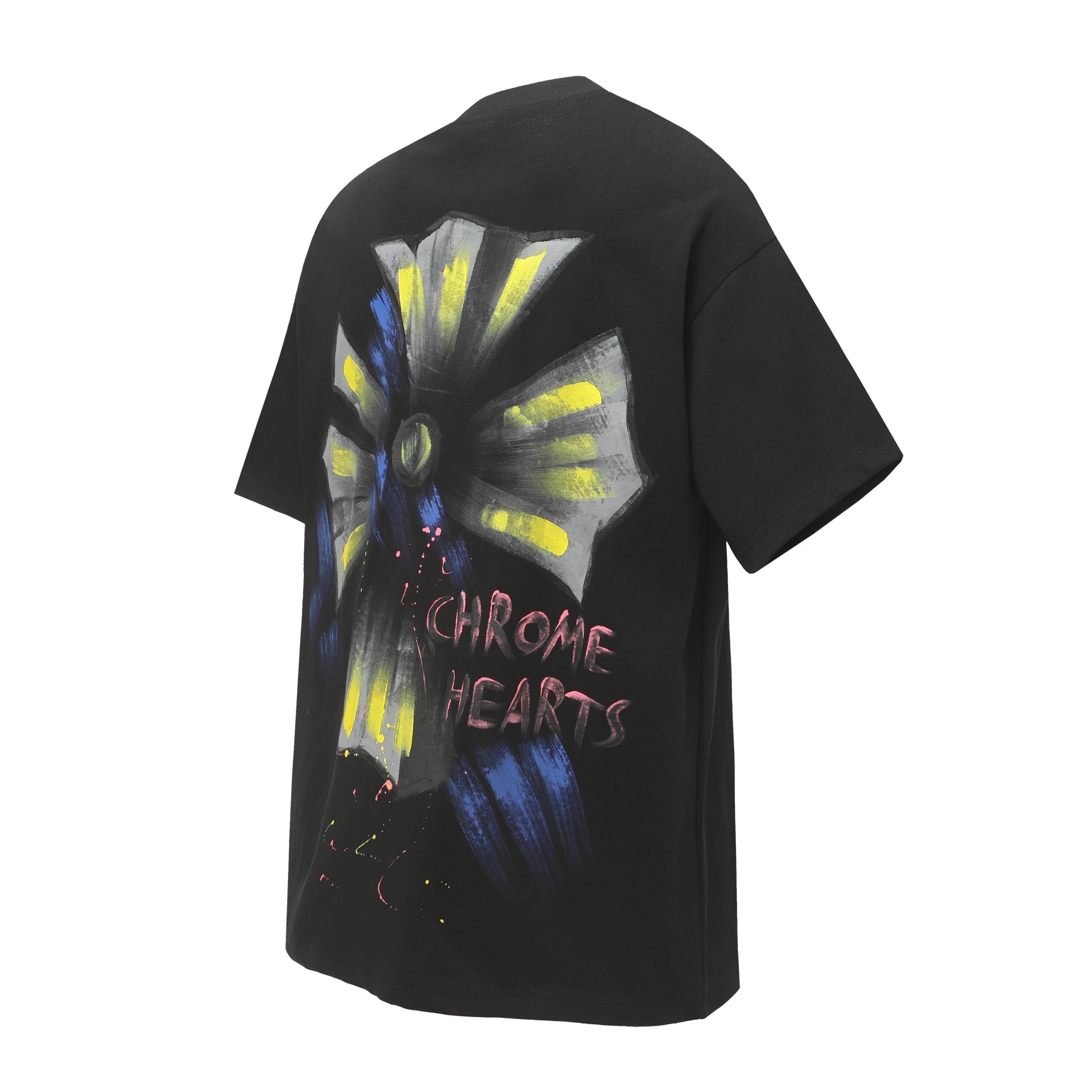 Chrome Hearts T-shirt Custom Printed Painting logo round Neck Short Sleeve25ss New pure cotton T Unisex T-Shirt OS Loose Fit Base Shirt Top Half Sleeve T-Shirt
