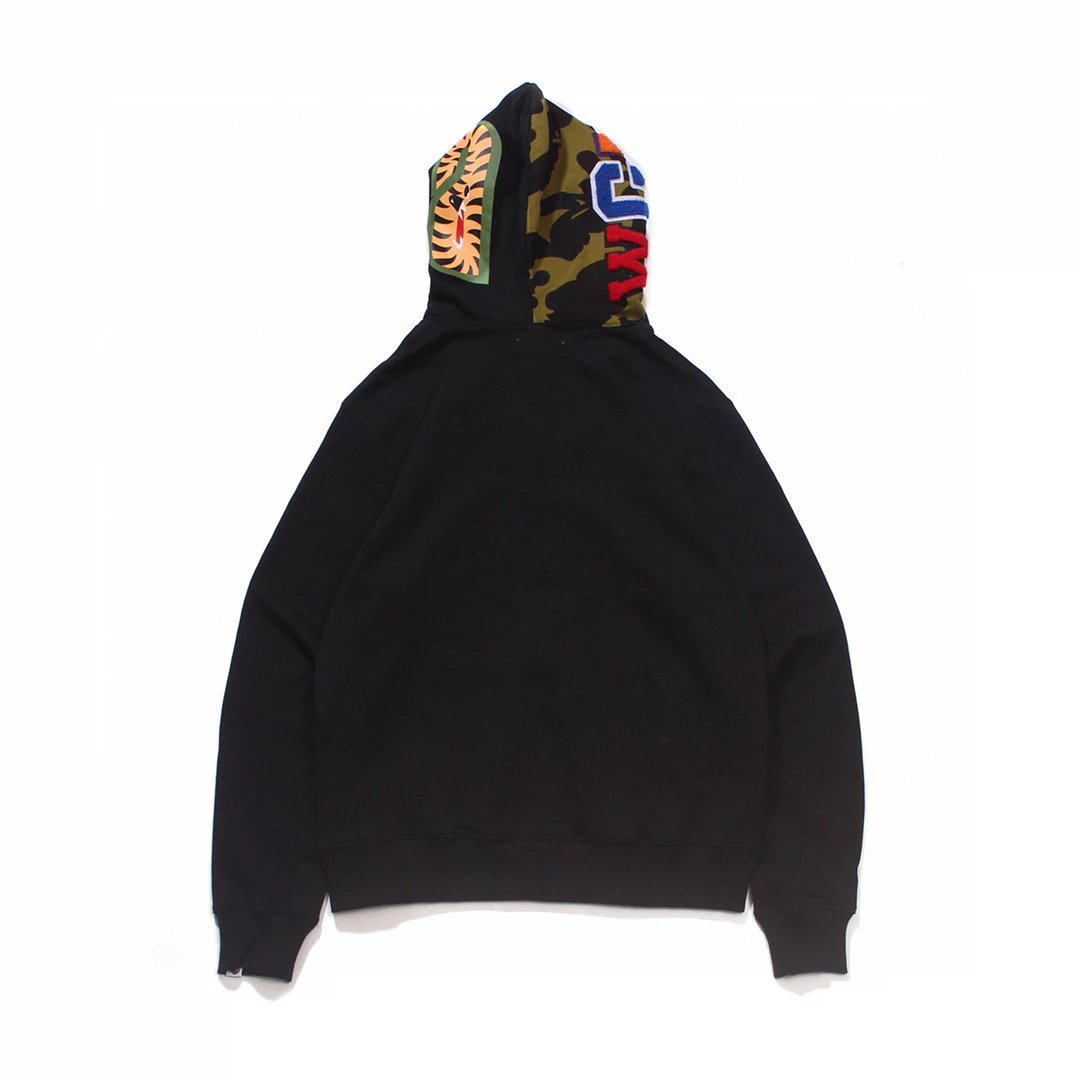 Bape Hoodie Correct Version Japanese Style Fashion Brand Camouflage Shark Head Hooded Sweater Loose Fleece-lined Limited Coat for Men and Women