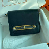 Hermes women's bag Top version Customized Real Shot Small Square Bag Pig Nose Bags Roulis19CMevercolor Leather Pig-Shaped Bun Gold Buckle Silver Buckle Flap Shoulder Messenger Bag Yang Mi Same Style Women Bag