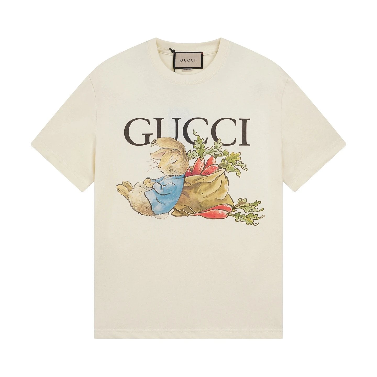 Gucci T-shirt Chest Rabbit Carrot Print logo round Neck Short Sleeve25ss New Pure Cotton Unisex Style T T-shirt OS Loose Fit Base Shirt Top Half Sleeve T-Shirt