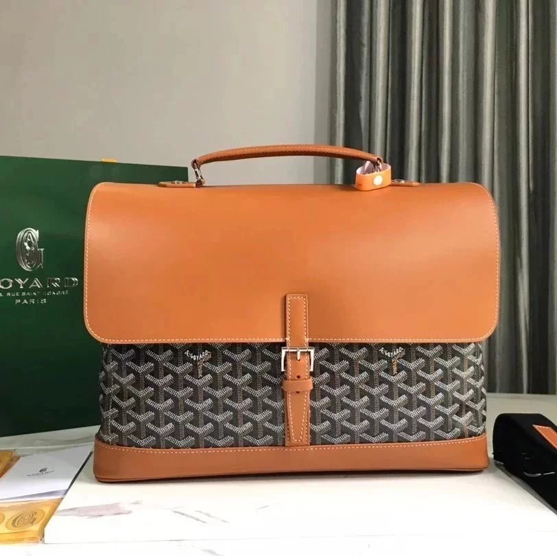 Goyard Bag Top version 【Original Leather】New Men's Briefcase Brand New Citadin Messenger Bag Shoulder Bag Men's Handbag Business Formal Wear Briefcase Casual Tote Bag Computer Bag Briefcase Men's and Women's Bags