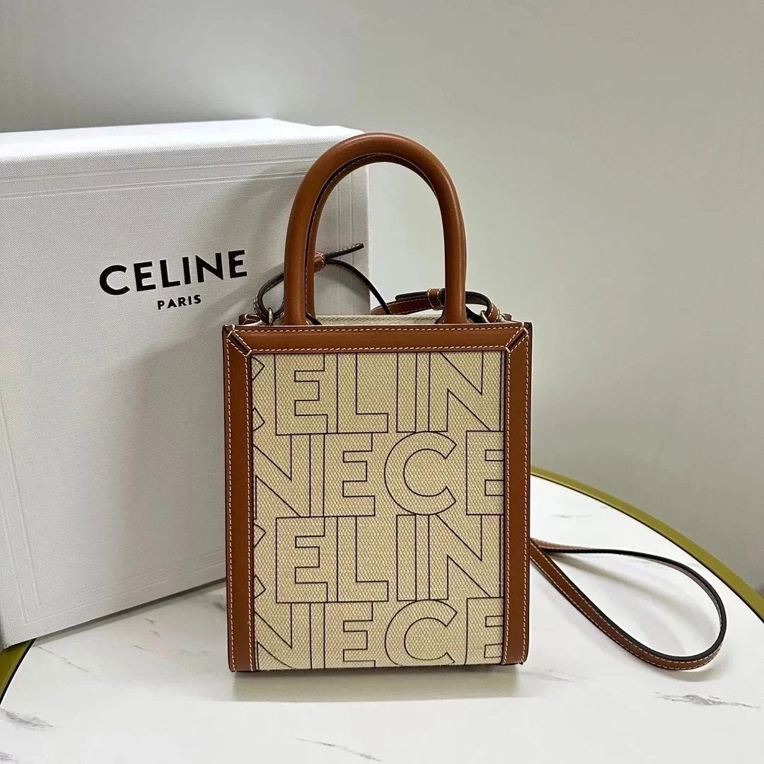 Celine women's bag Top version 【Premium Edition】Summer Hot Sale New Fabric Small Tote Bag Portable Vegetable Basket Bag Cabas Mini Tote Bag Music Scores Bag New AVA Selenodont Bag Underarm Bag Hobos Moon Bag Hobos New Sense of Technology logo Printed Patt