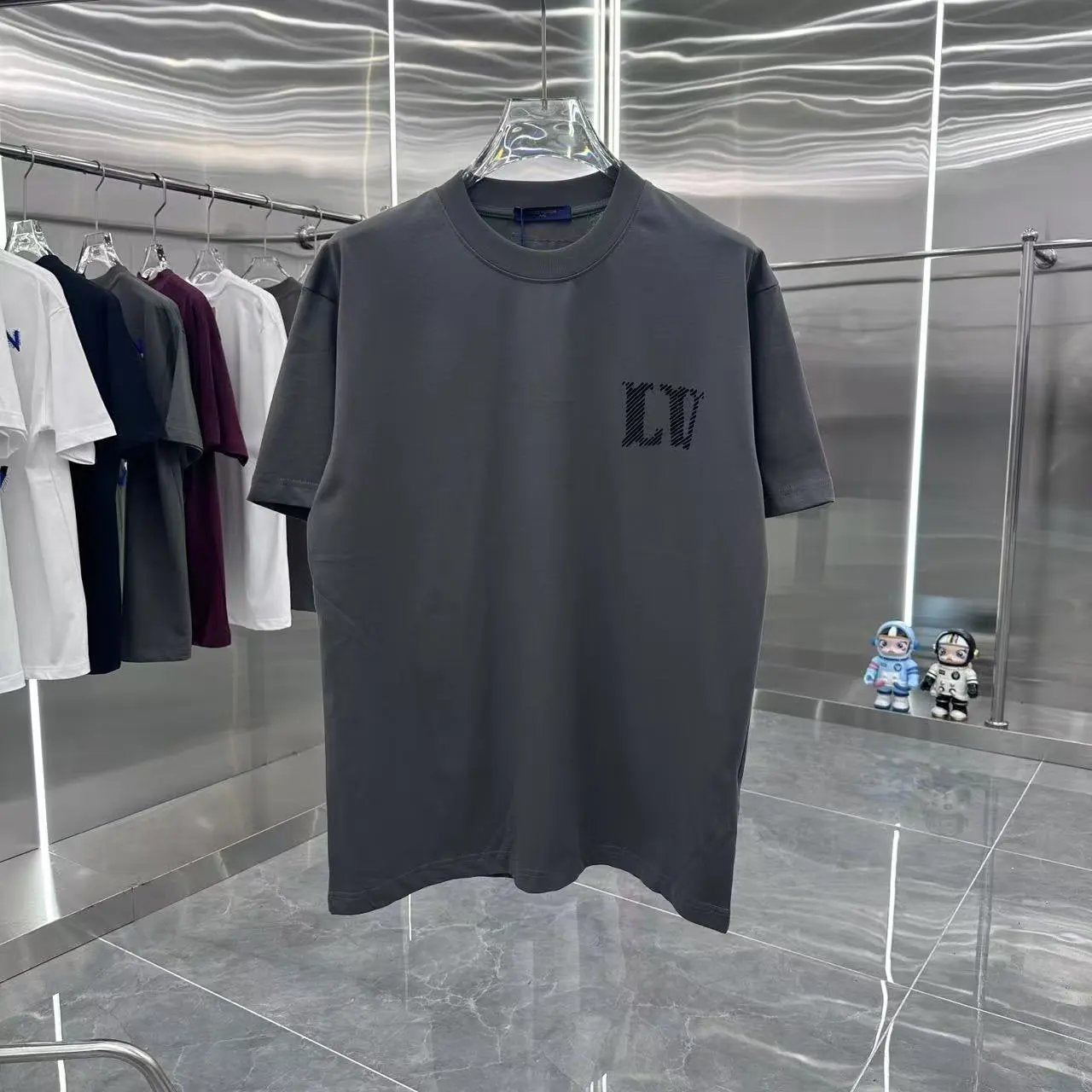 Louis Vuitton LV T-shirt Back Flocking White Ink logo round Neck Short Sleeve25ss New Pure Cotton Unisex Style T T-shirt OS Loose Fit Base Shirt Half Sleeve T-Shirt Top Half Sleeve