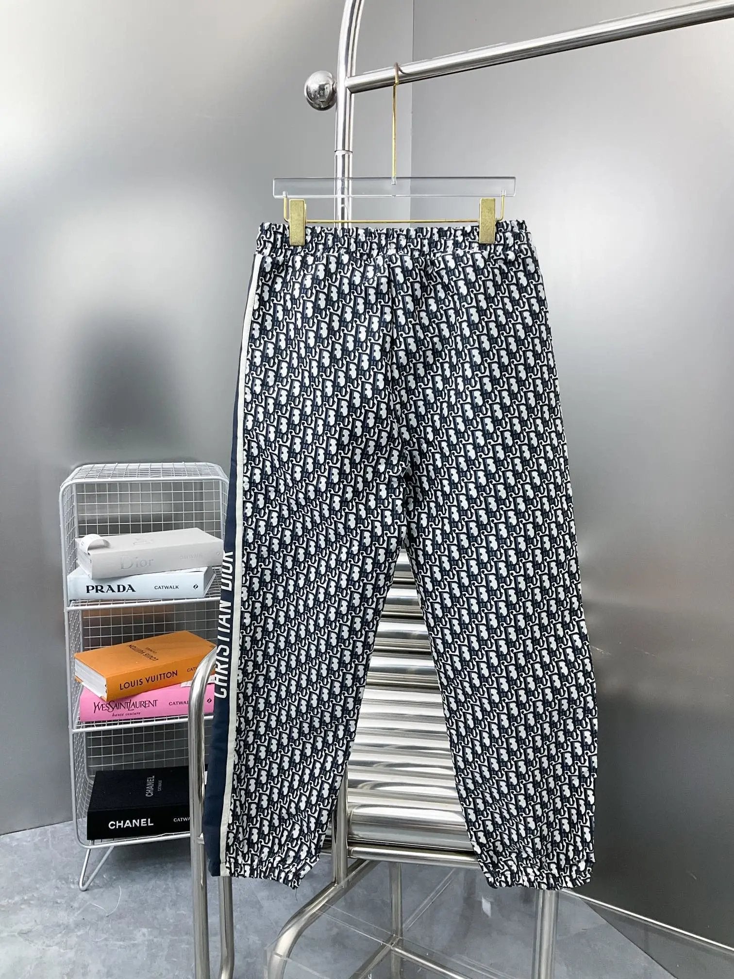 Dior Sweatpants 24SS Old Flower Full Print Jacquard Ribbon Jogger Pants Unisex Versatile