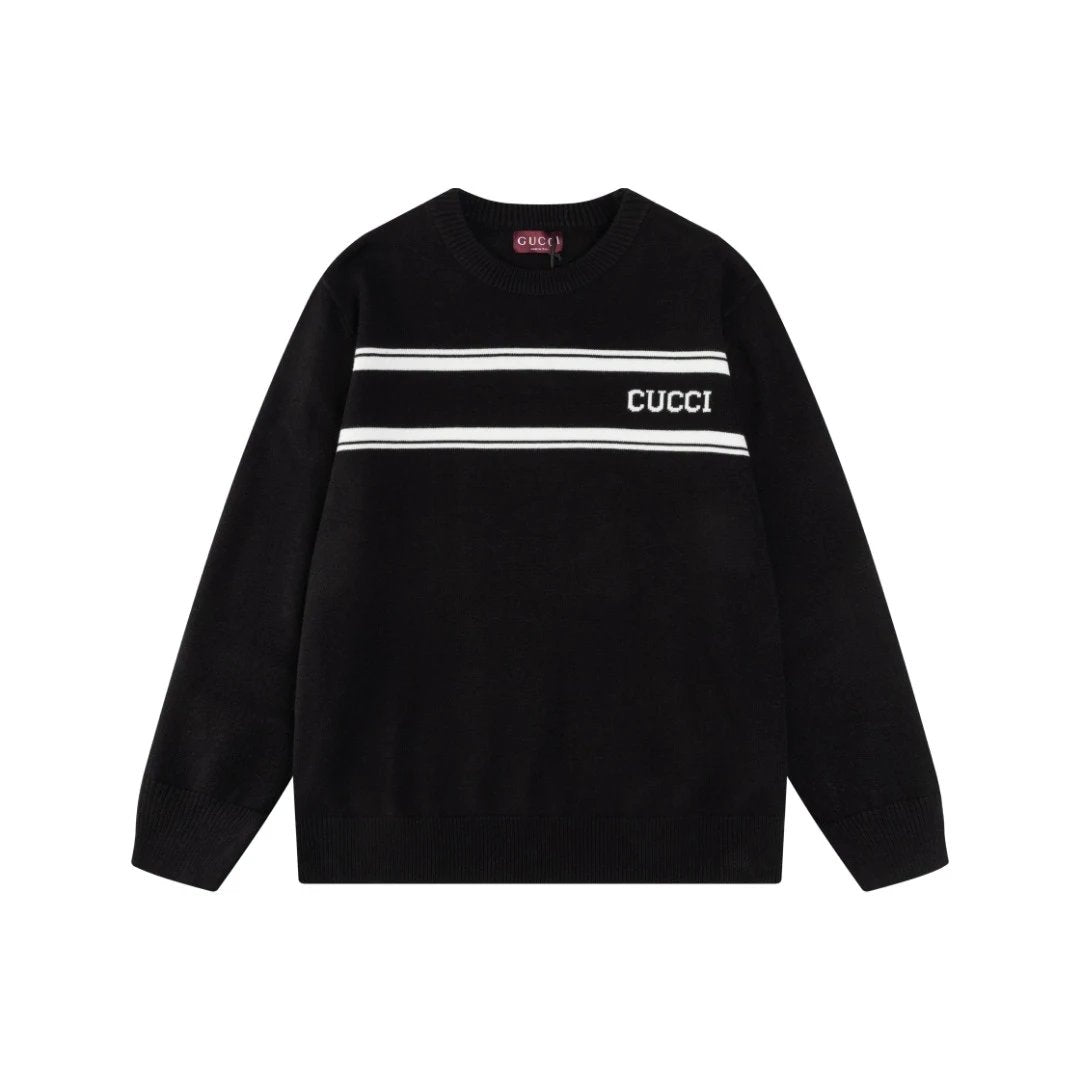 Gucci Sweater logo Jacquard Knit Long Sleeve Crew Neck Sweater Thickened Lazy Style OS Loose Fit Jacket Unisex Top Versatile Casual Wearable Inside and Outside