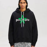 Palm Angels Hoodie Top Version Men's and Women's Same Black Cotton LOGO Printed Heavy Sweater