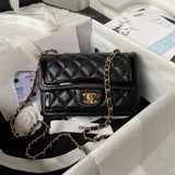 Chanel Women's Bag Top version 【**Original Leather】123B New CF Flap Bag Panda Color Retro Chain Bag Mobile Phone Bag Black and White Color Matching Crossbody Shoulder Portable Multiple Back Methods as4289as4288