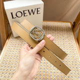 LOEWE Belt Top version Original Single Belt Women's Original Single Belt Women's Width2.8cm Genuine Goods Quality Counter Full Set of Packaging Selected Imported First Layer Calfskin Leather Feel Comparable to Genuine Goods Boutique Letter Buckle Official