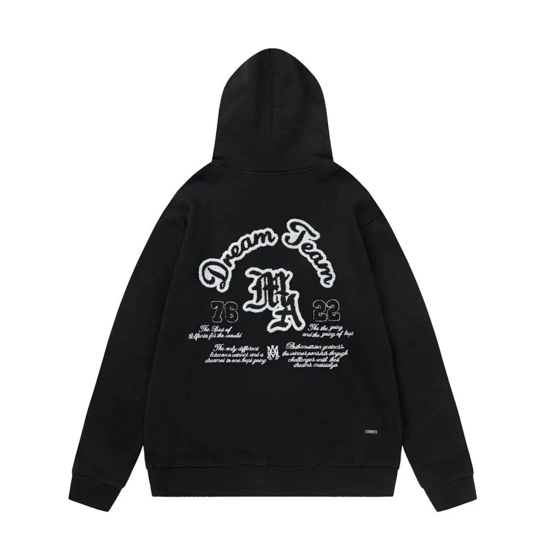 Amiri Hoodie 2024Autumn and Winter New Towel Embroidered Letter Pattern Hooded Sweater for Men and Women