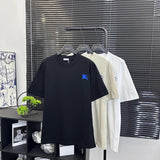 Burberry T-shirt Embroidery on the chest logo round Neck Short Sleeve25ss New Pure Cotton Unisex Style T T-shirt OS Loose Fit Base Shirt Top Half Sleeve T-Shirt