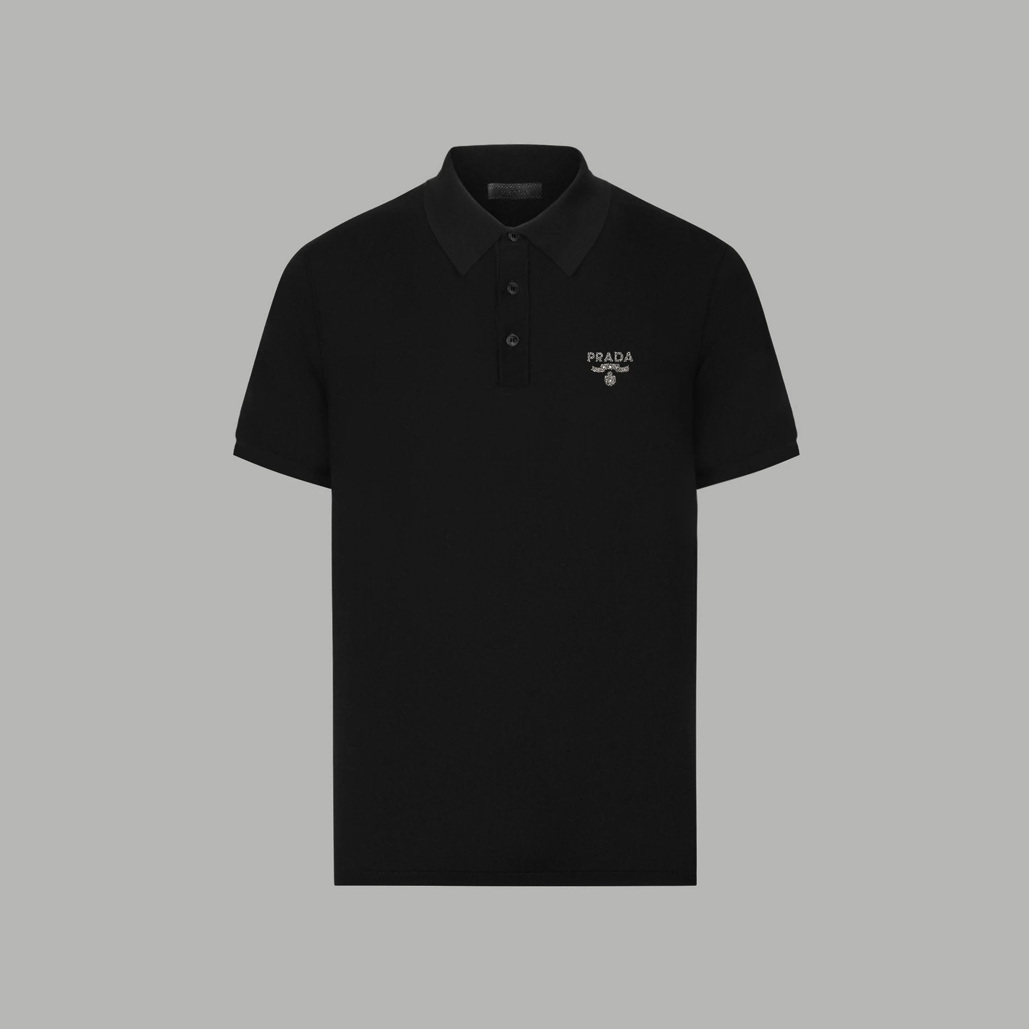 PRADA T-shirt Chest Letters logo Hot Drilling POLO Short Sleeve Turn-down Collar Shirt Unisex Summer Loose Fit T Business Commuter Short Sleeve Shirt Plus Size T-Shirt