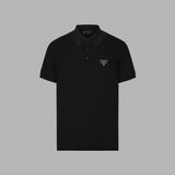 PRADA T-shirt Chest Letters logo Hot Drilling POLO Short Sleeve Turn-down Collar Shirt Unisex Summer Loose Fit T Business Commuter Short Sleeve Shirt Plus Size T-Shirt