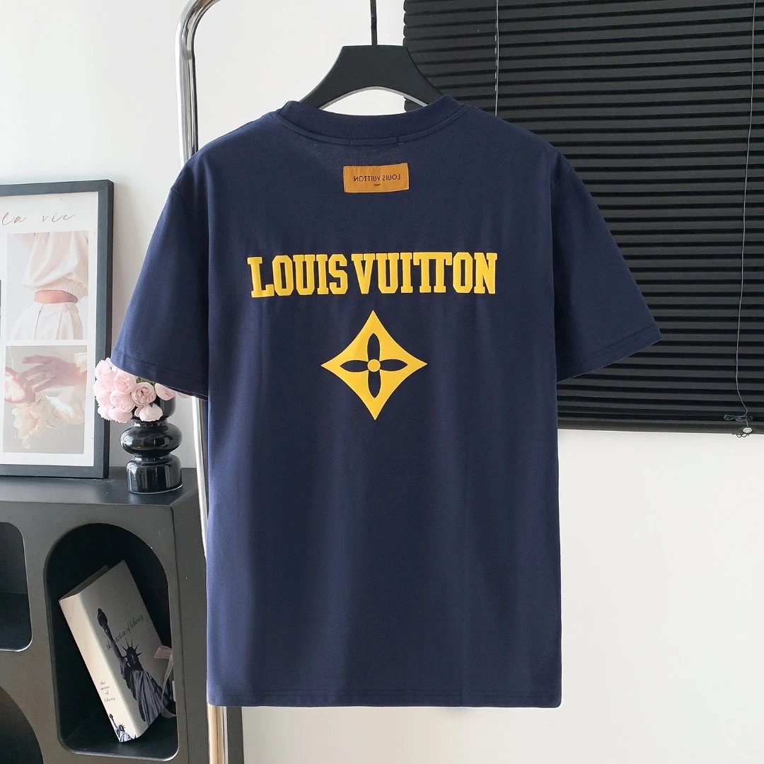 Louis Vuitton LV T-shirt Front and Rear Letter Printing logo round Neck Short Sleeve25ss New Pure Cotton Unisex Style T T-shirt OS Loose Fit Base Shirt Half Sleeve T-Shirt Top Half Sleeve